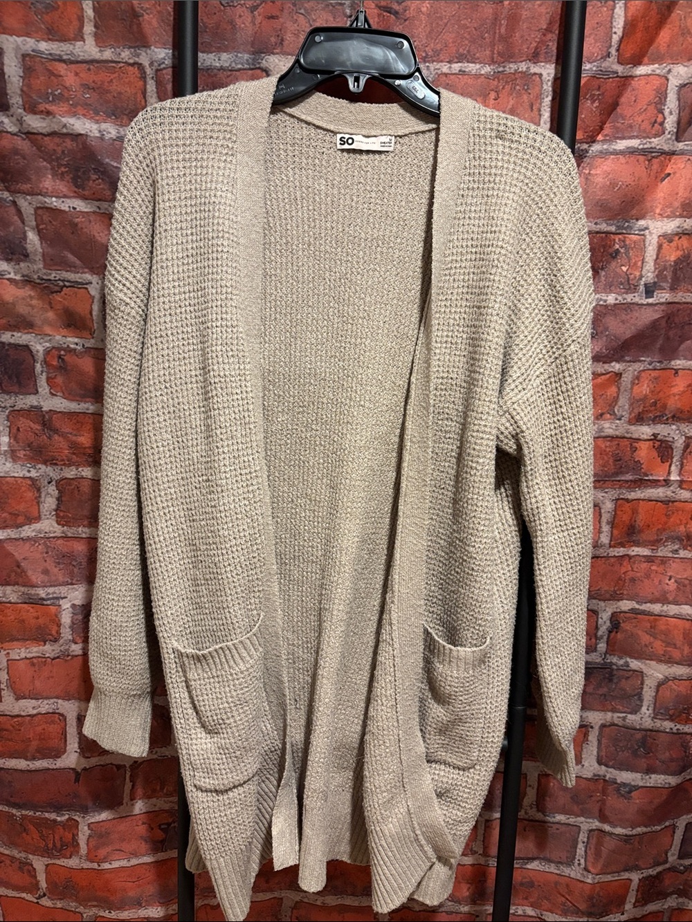 SO Long Open-Front Cardigan Sweater - Taupe